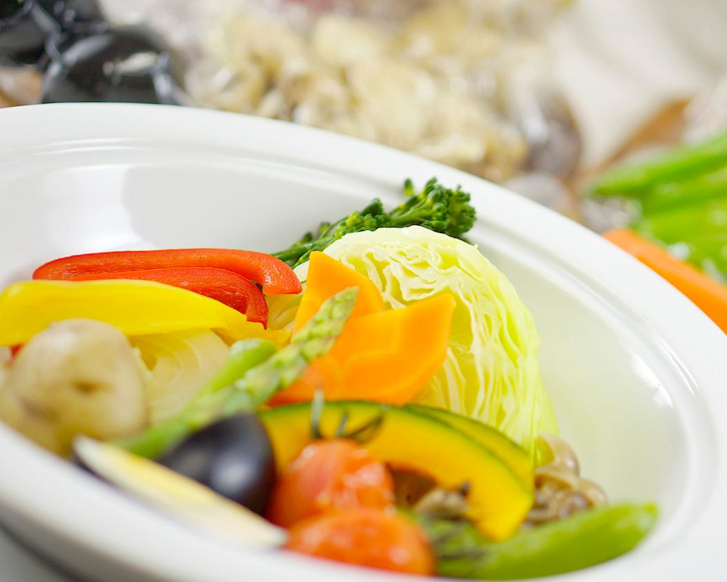 温泉蒸しした野菜