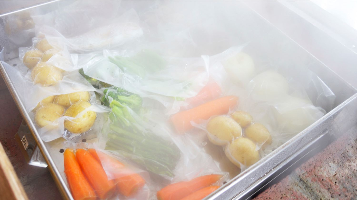 温泉蒸しした野菜