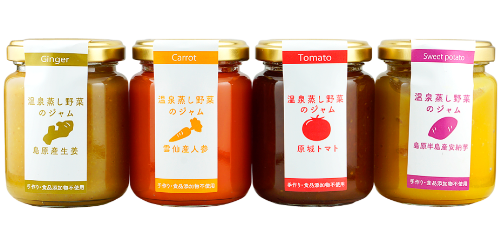 横に４つ並ぶジャムの瓶